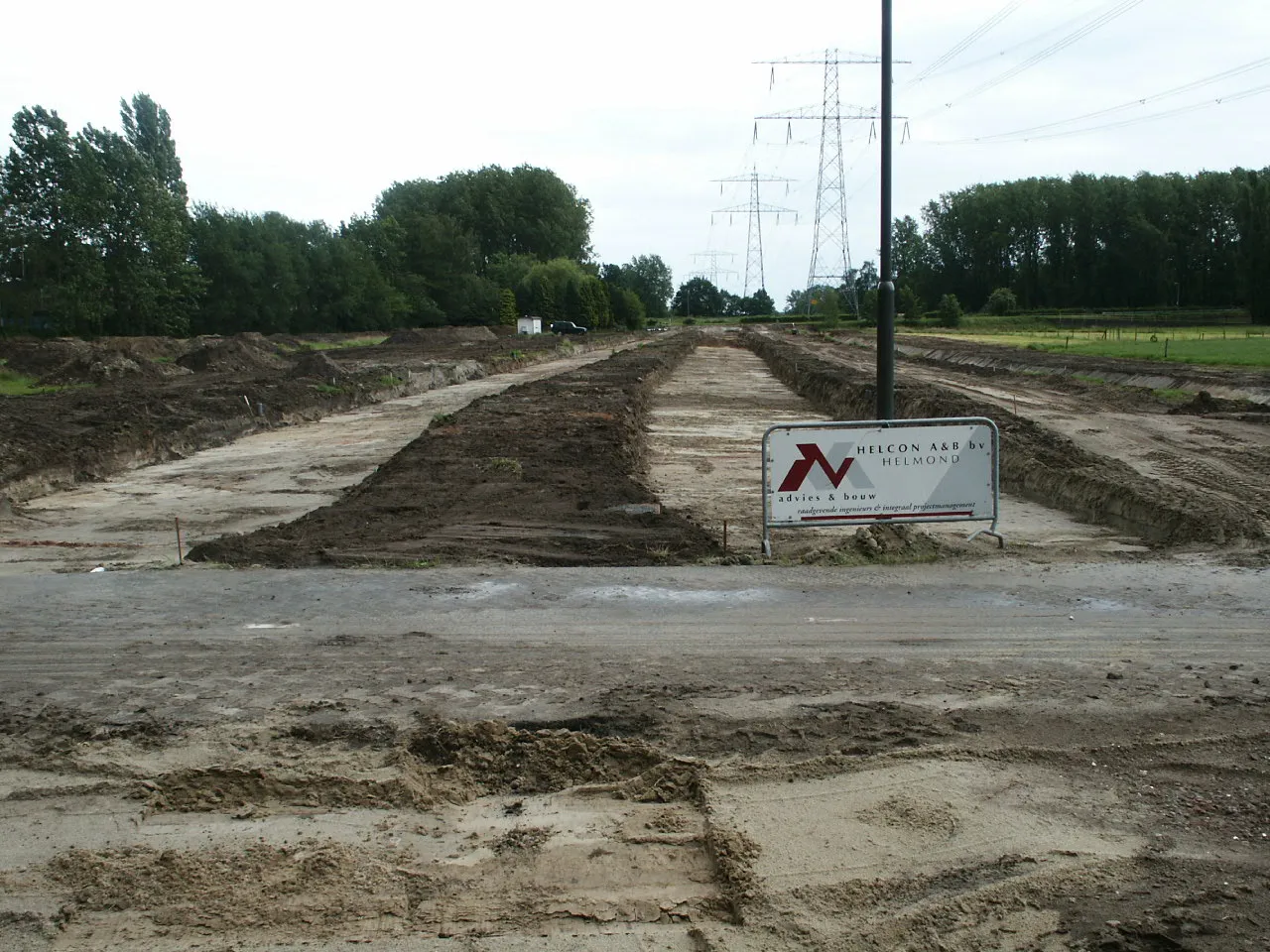 Wegenbouw met machines
